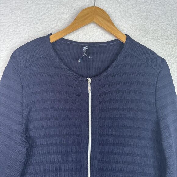 Saint James Mademoiselle Sweater Womens Medium Navy Zip Cardigan Made in France - Picture 2 of 12